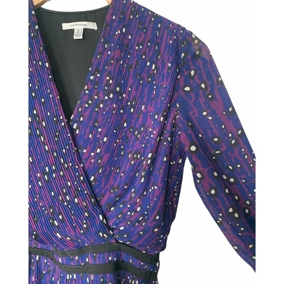 Carven Women’s Georgette‎ Pleated Violet Cocktail Dress Ruffle Hem Size 38/8 US - Picture 7 of 16